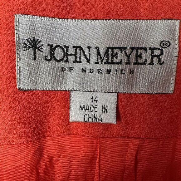 John Meyer Norwich Bright Orange Floral Embroidered Vintage Lined Blazer Sz 14 - Picture 7 of 12